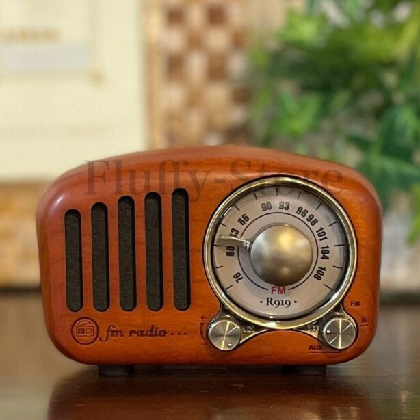 レトロ FMラジオ（天然サクラ木）