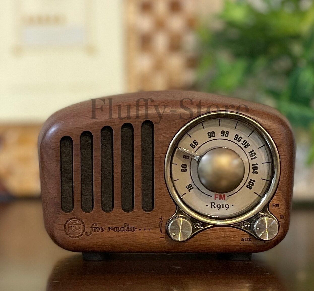 レトロ FMラジオ（天然クルミ木） | Fluffy-Store